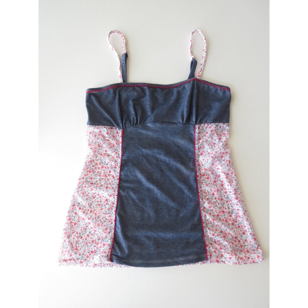 Vintage Italian Denim Sheer Floral Mesh Cami Tank Top, United Colors of Benneton